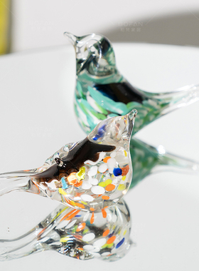 柏梵琉璃艺术翠鸟镇纸摆件