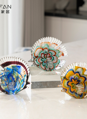 柏梵彩色年年有鱼桌面装饰摆件