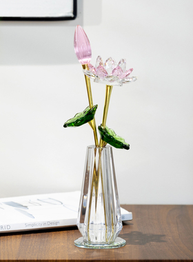 柏梵好运莲莲水晶装饰摆件