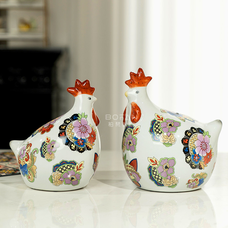柏梵陶瓷工艺品摆件客厅酒柜欧式现代家居装饰招财鸡桌面摆件,淘宝优惠券,粉丝福利购,淘宝优惠卷