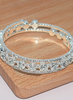 欧美新娘百搭水钻满钻开口手镯水晶手链女 Crystal bracelet girl