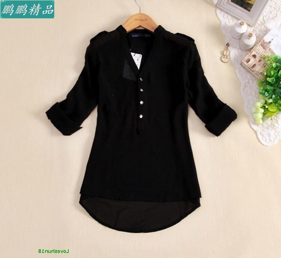 ladies t-shirts for women blouse tops shirt work office OL - 图0