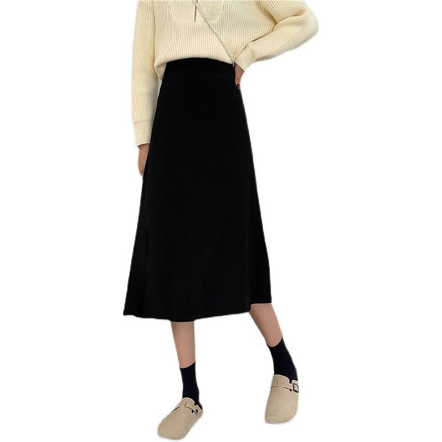 Mid-length skirt retro a-line hip-hugging skirt