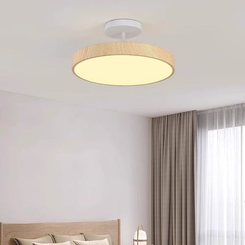 圆形卧室灯创意木纹色走廊过道灯吊灯新款简约餐厅玄关阳台吸顶灯 - 图2