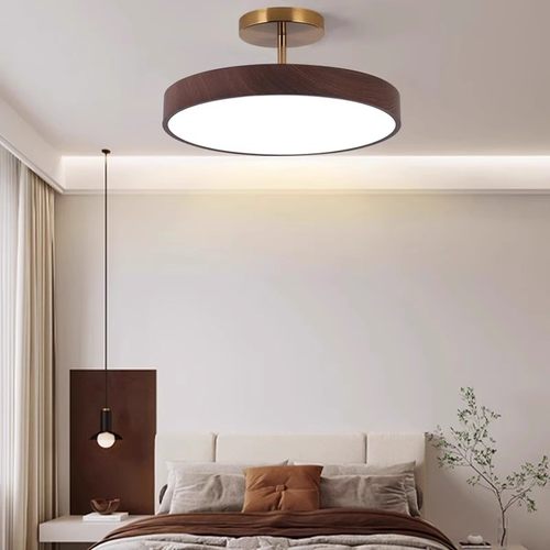 圆形卧室灯创意木纹色走廊过道灯吊灯新款简约餐厅玄关阳台吸顶灯 - 图1