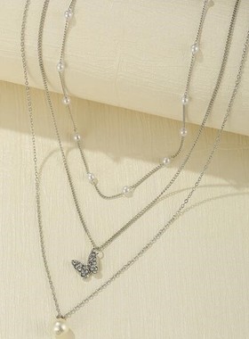 欧美跨境新款人造珍珠锁骨链