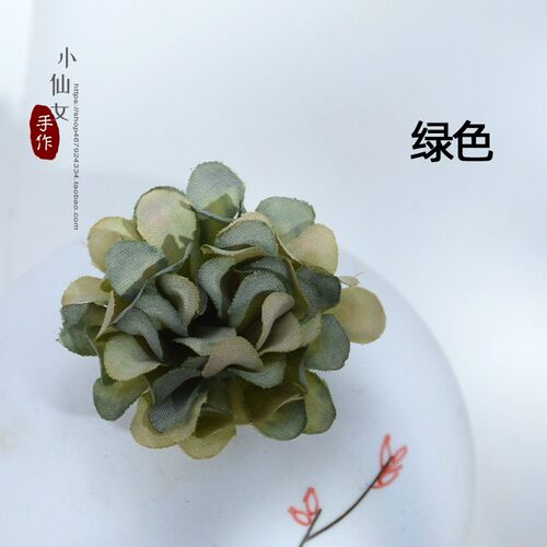 中号绣球花3.5cmdiy娃娃二次元唐宋迷你带针发簪绢花发饰配件 - 图2