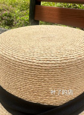 拉菲草法式平顶草帽女夏季英伦复古时尚礼帽海边游玩沙滩遮阳帽子