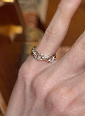 S925银Vintage中古银色面具戒指