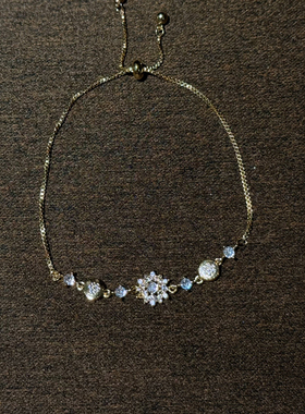 S925纯银法式满钻雪花手链女2026