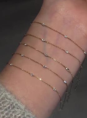 S925纯银极细马眼钻链条手链女款