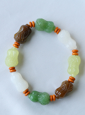 和田玉多宝白菜玉石手链男女款