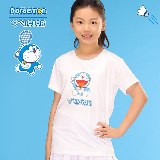 Victor Victory 2025 Doraemon joint new badminton clothing children's sports summer easy-drying T-501JR