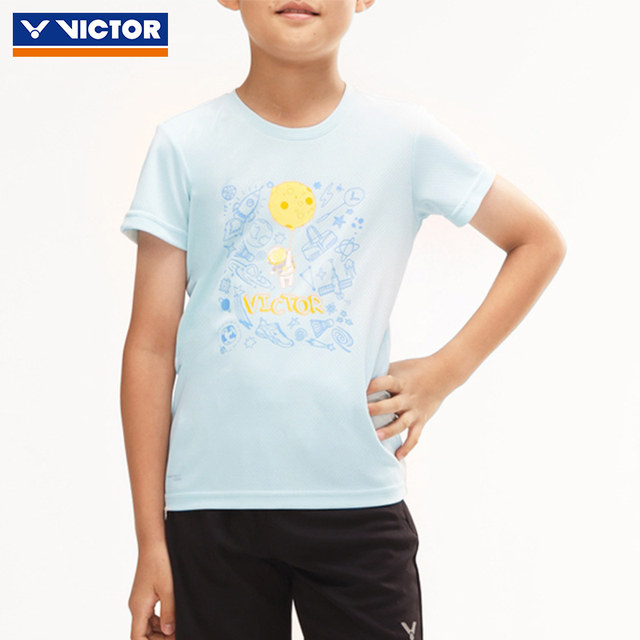Victor Victory children's and youth badminton uniform sports short-sleeved T-shirt easy-drying knitted T-52041