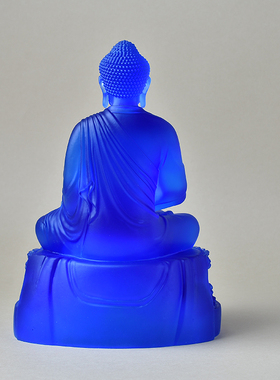 蓝色琉璃托塔药师佛显宗药师七佛摆件家居佛堂中式供奉光王如来