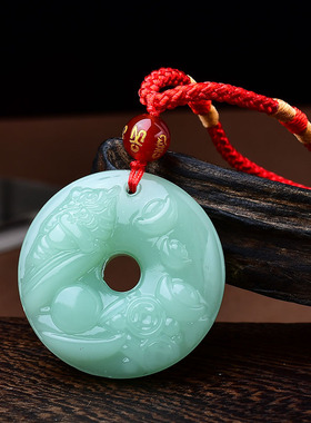 祥安灵阁蟾来献瑞吊坠翡翠玉属猪2026年吉祥物男女生肖猪佩戴挂件
