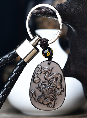 淘运灵阁祥龙护塔吊坠2026年生肖属鼠吉祥物项链黑曜石挂饰钥匙扣