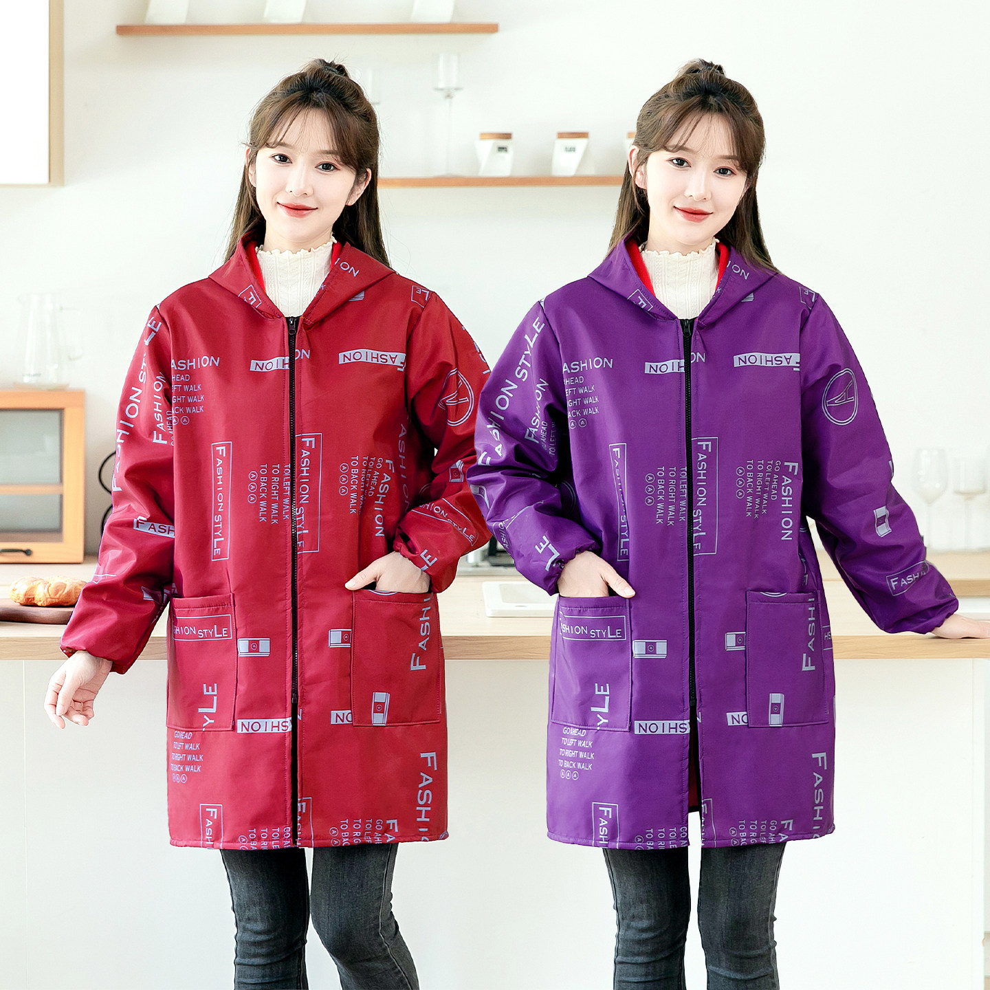 围裙加绒加厚罩衣大人厨房家用防水防油长袖女2025新款防脏工作服,淘宝优惠券,粉丝福利购,淘宝优惠卷