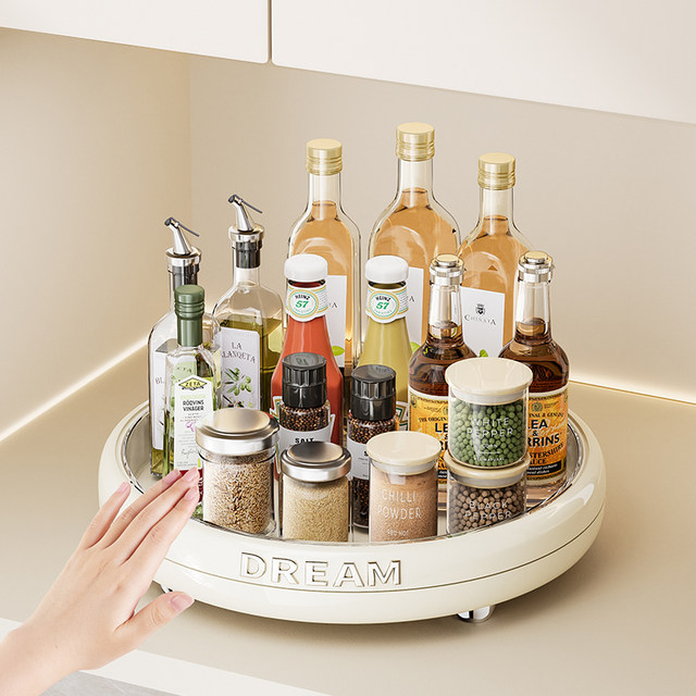 Multifunctional rotating spice storage rack kitchen countertop