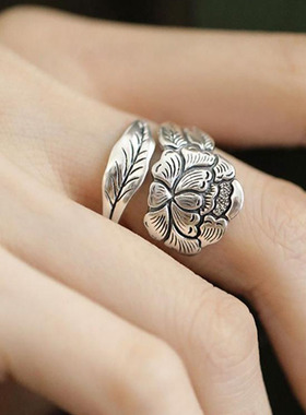 国色芳华牡丹戒指男女指环