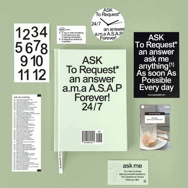 OAB韩国代购 简约答案日记本手账本提问万年精装硬面笔记本记事本,淘宝优惠券,粉丝福利购,淘宝优惠卷