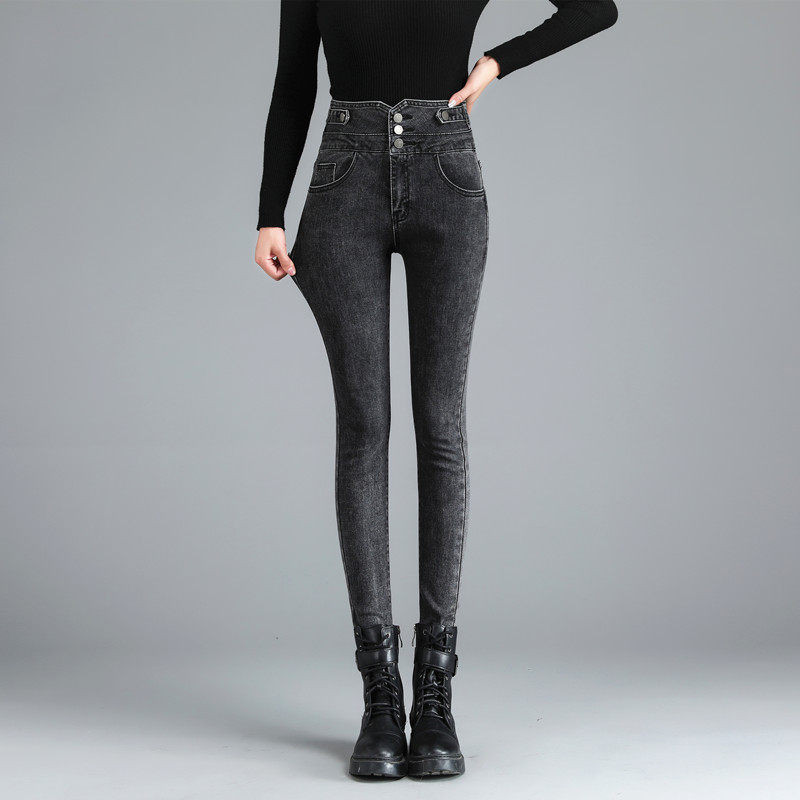 高腰2020年秋冬季新款修身牛仔裤 奥宝莎牛仔裤