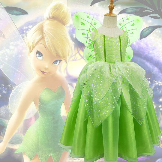 Vestido de elfo verde de niñas Maravilloso Fairy Tinker Bell Plays Costume Cos Fairy Falda 1 de junio Renuncia