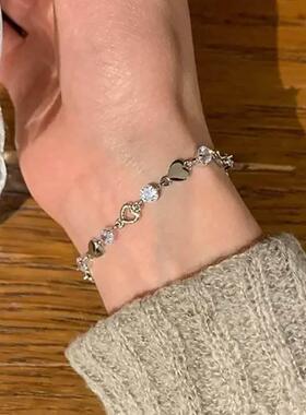 Hollow heart bracelet爱心锆石手炼简约高级感ins风镂空心形手炼