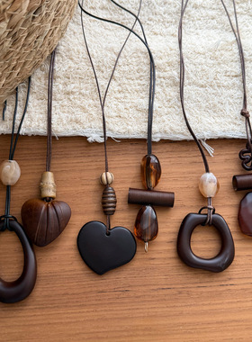 毛衣链长款中式复古几何晕染项链女2025新款高级感小众设计配饰