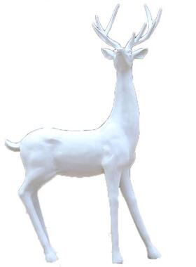 户外彷真玻璃纤维白鹿雕塑落地庭院园林景观商场婚礼装饰白色鹿摆