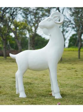 室外摆件大型草坪摆设雕塑模型仿铜山羊园林玻璃钢摆设景观装饰品