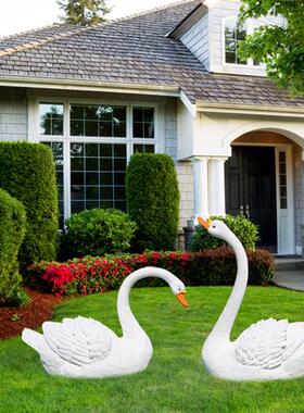 大型仿真天鹅玻璃钢白鹅动物雕塑摆件户外美陈装饰园林景观工艺品