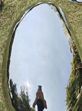 不锈钢鹅卵石头雕塑镜面水滴水池景观墙面室内户外售楼处落地摆件