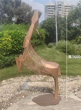 大型金属钢丝鹿创意镂空摆件北欧风格家居动物抽象落地雕塑品