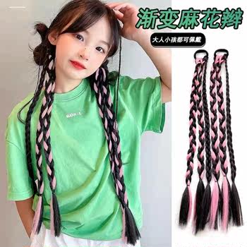 Wig braids ຫວານເຢັນສາວຮ້ອນ braids ບິດທໍາມະຊາດໄຮໄລ້ simulated ມວຍ braids fishbone double ponytail strap-on dreadlocks