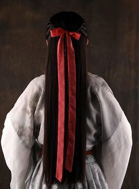 古风发带细长编发窄丝带绑发飘带汉服发饰儿童古装发绳红色束发带