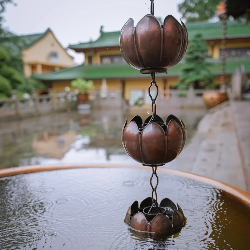 别墅庭院雨链日式屋檐排水链寺庙落水导水链雨水链天沟引水链水槽 - 图3