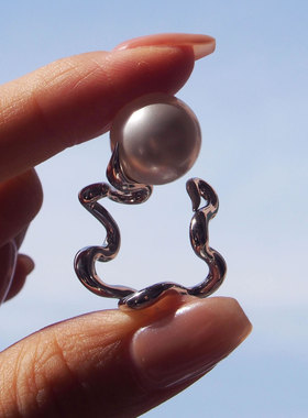 蛇形缠绕华丽大珍珠开口戒指