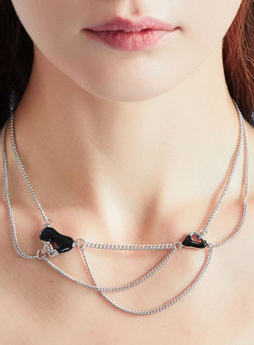 tripletipsy珐琅双子岛双层项链