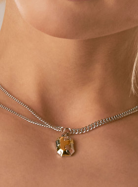 skin系列奶牛纹理双色项链情侣款