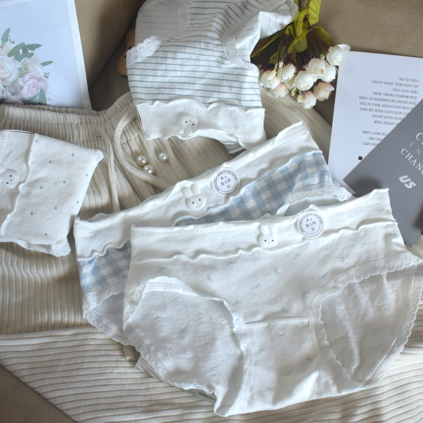 星光淡淡 小兔子纯棉内裤女生中腰日系甜美全棉裆A类少女三角裤,淘宝优惠券,粉丝福利购,淘宝优惠卷