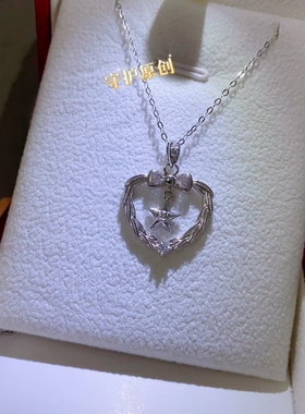 军恋五角星项链蝴蝶结橄榄枝项链纯银925领花项链情人节礼物