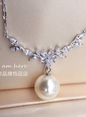 古丽2025新款纯银镀18K金高级项链女网红爆款珍珠锆石超闪锁骨链