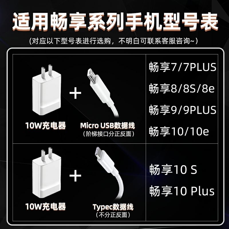 适用华为畅享9/9plus/10/10e充电器10W快充畅享7/7plus8/8e/8s安-图0