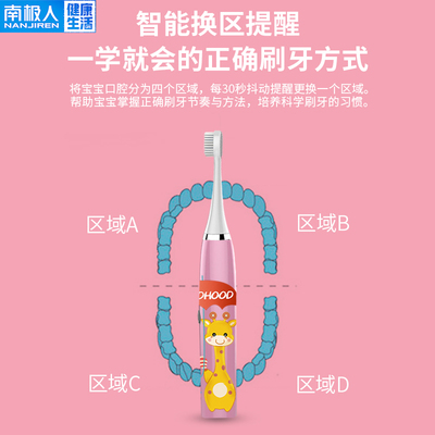 南极人儿童电动牙刷自动刷牙3-6-15岁软毛小孩家用旋转式电动牙刷