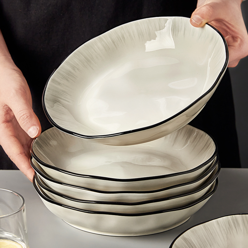 釉下彩盘子家用菜盘2025新款陶瓷碗碟餐具轻奢高级感碟子深盘餐盘 - 图1