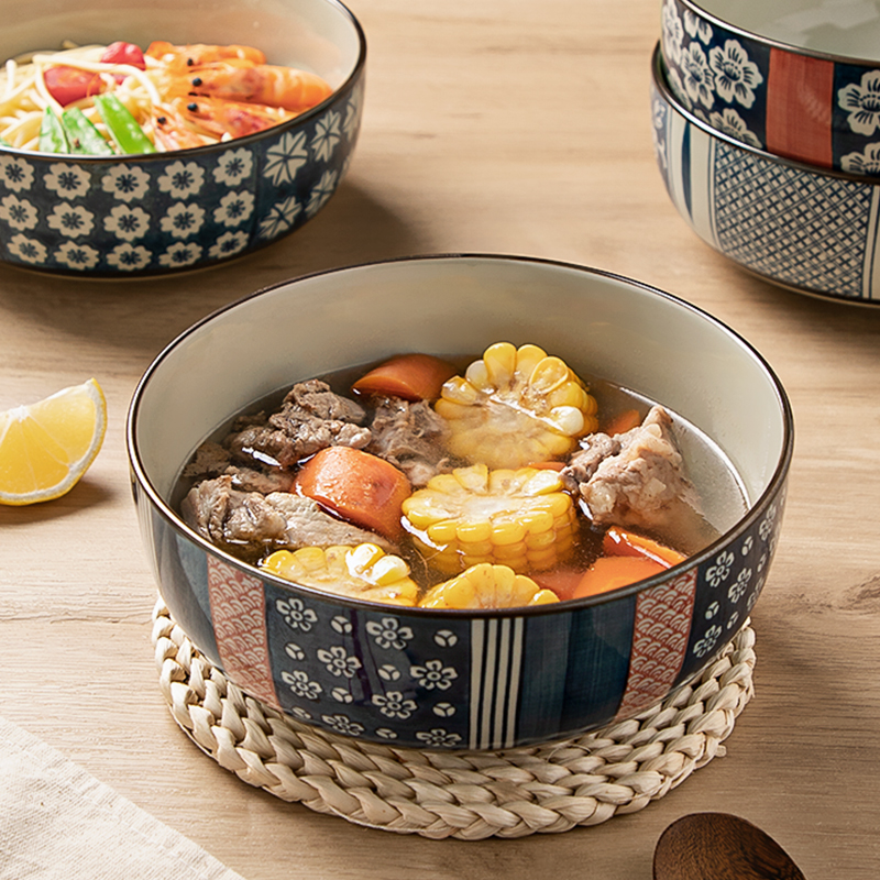 日式陶瓷汤碗家用2023新款大号高级感汤面碗8寸大碗面条碗大汤盆 - 图0