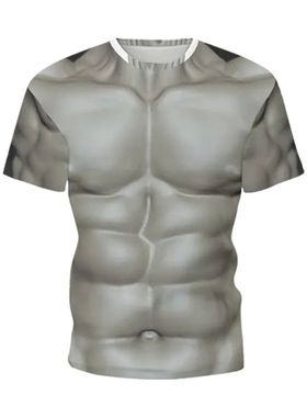 2022 Summer Funny 3d Muscle T Shirt Men's New Short-sleeved