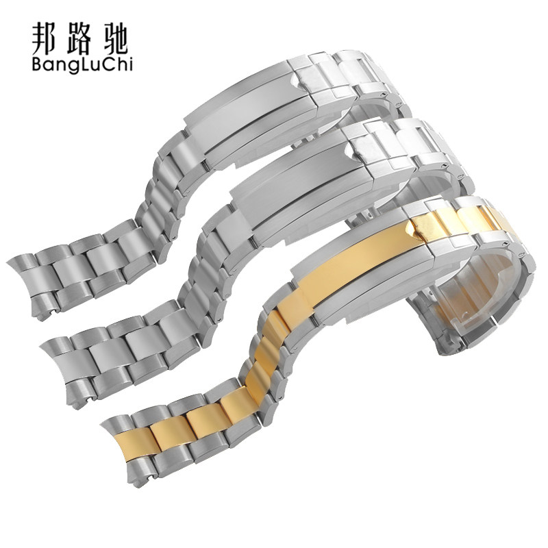 实心精钢手表链男劳力士型不锈钢带 邦路驰配件