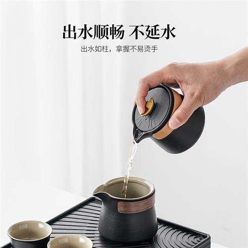 旅行茶具套装便携式快客杯个人专用户外旅游随车露营功夫喝泡茶壶 - 图0